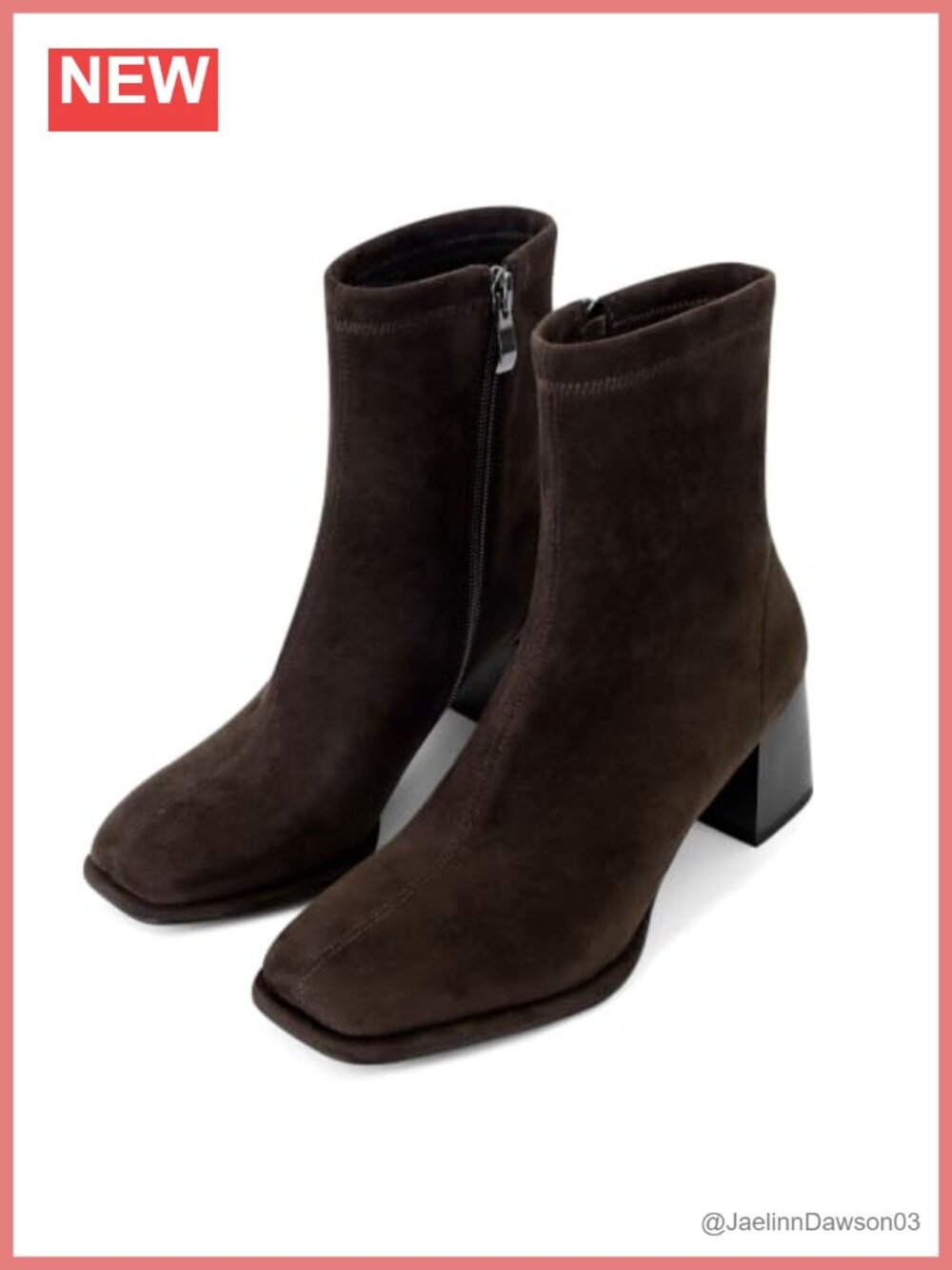 SOVANYOU Womens Square Toe Chunky Suede Ankle Booties Block Heel Zip Up